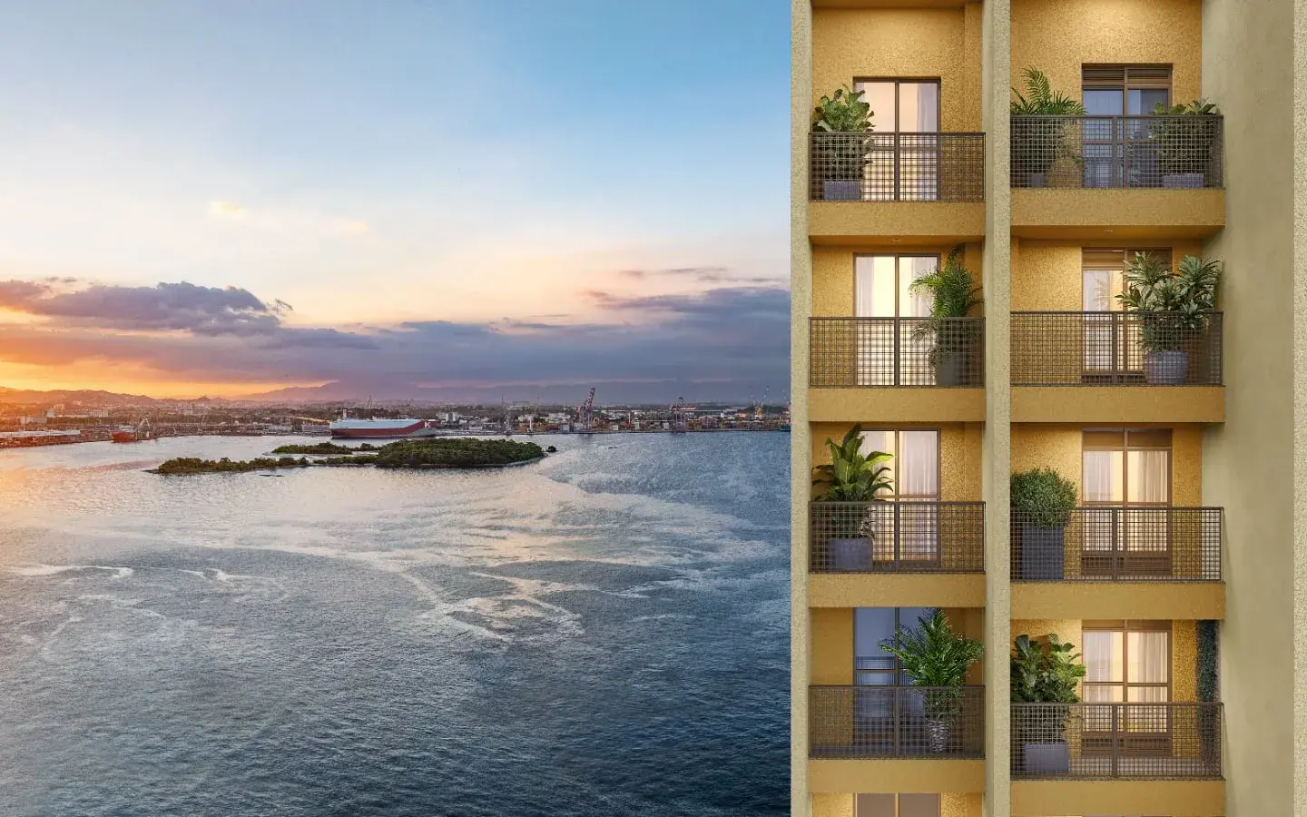 Fachada do Erê Residencial ao entardecer